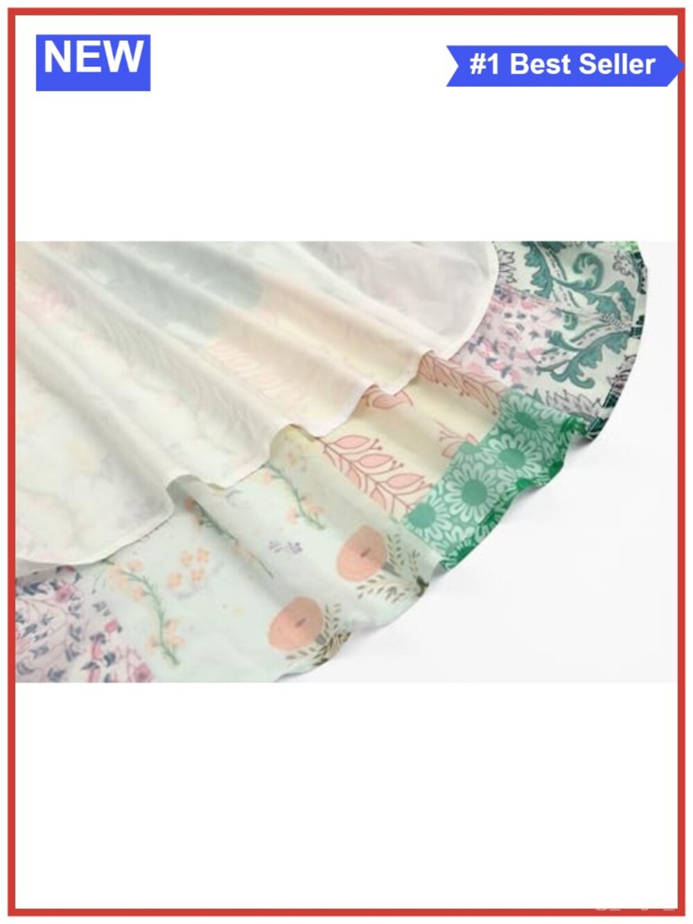 Boho Floral Printed Long Flowy Swing Chiffon Sundress Polyester - Picture 4 of 6